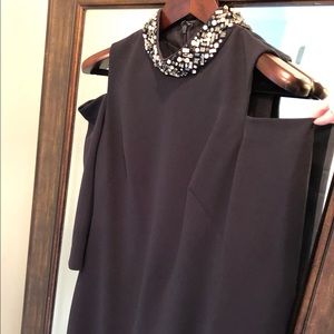 Eliza J Cold Shoulder Beaded Collar Dress